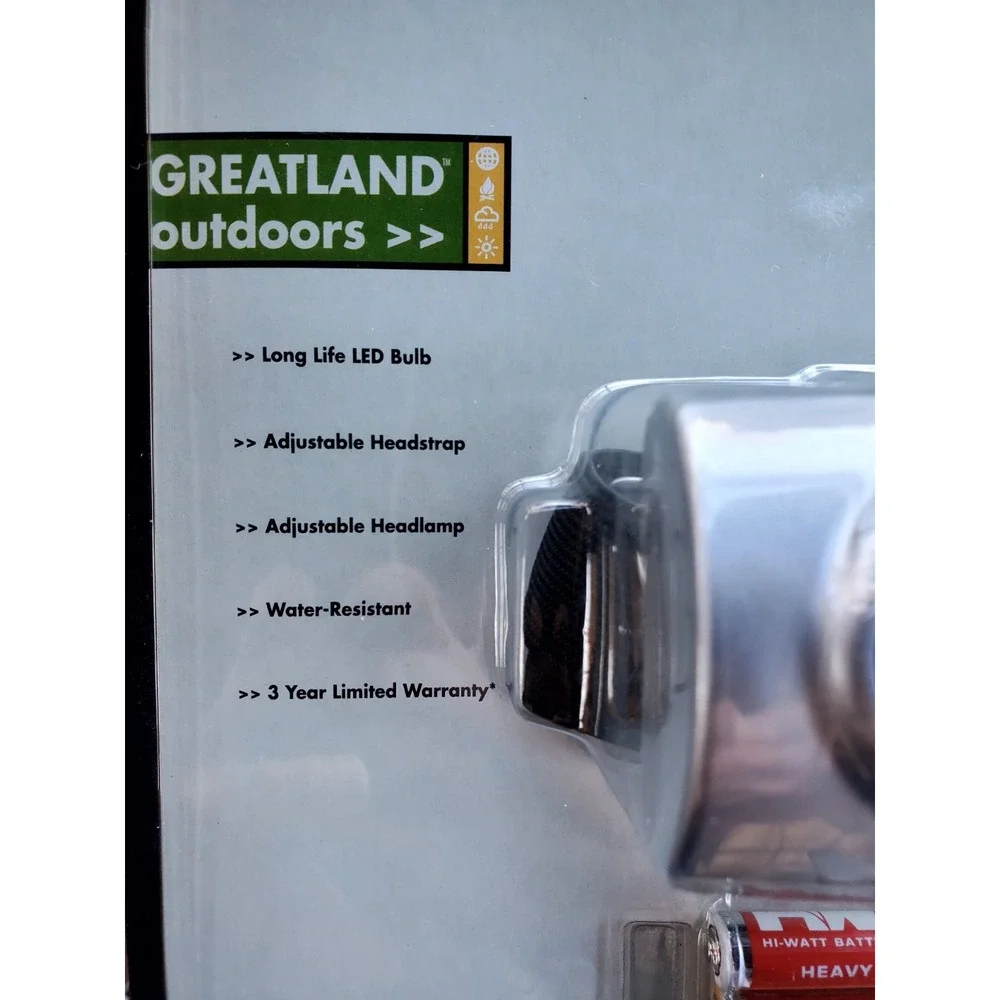 Vtg Greatland Outdoors LED Headlamp – Adjustable Headstrap‎ & Headlamp - NOS